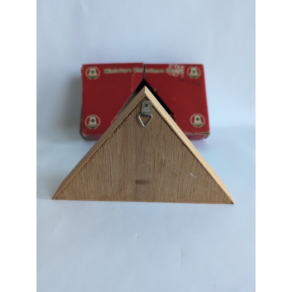Vintage Commodore Wood Miniature Christmas Triangle House Diorama Wall Decor - Picture 4 of 9